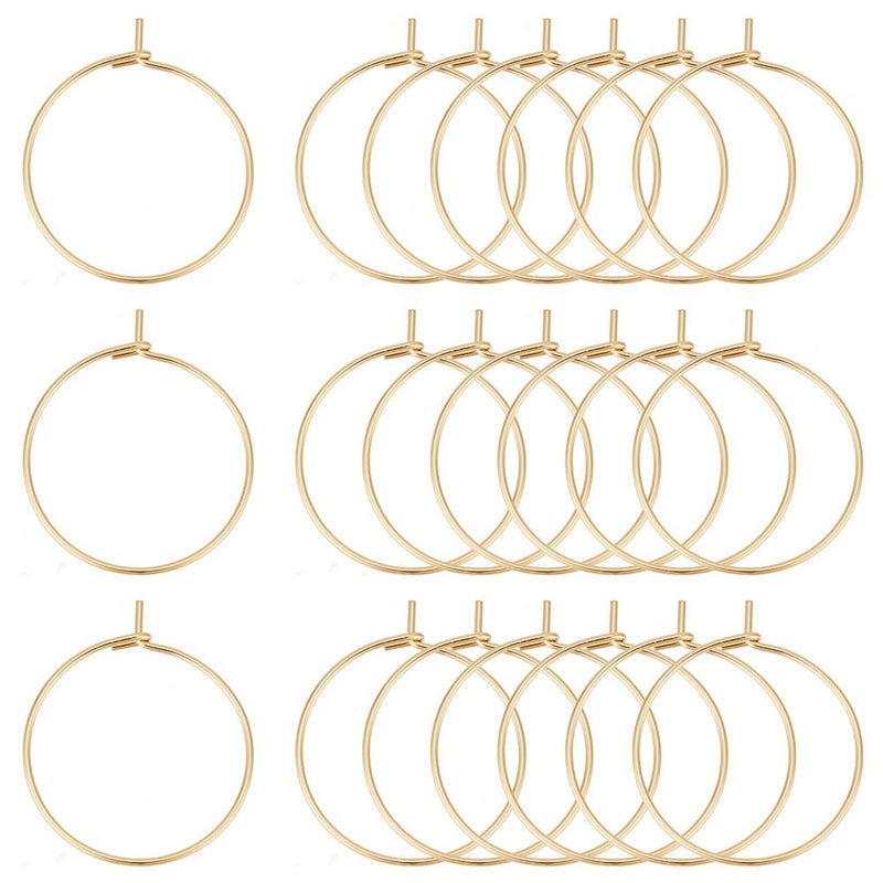 UNICRAFTALE 100pcs 0.79"/20mm Metal Stainless Steel Hoop Earring Golden Wine Glass Charm Rings 0.03"/0.7mm Pin Small Earring Beading Hoop for Women Dangle Hoops Earrings Making - Image 1